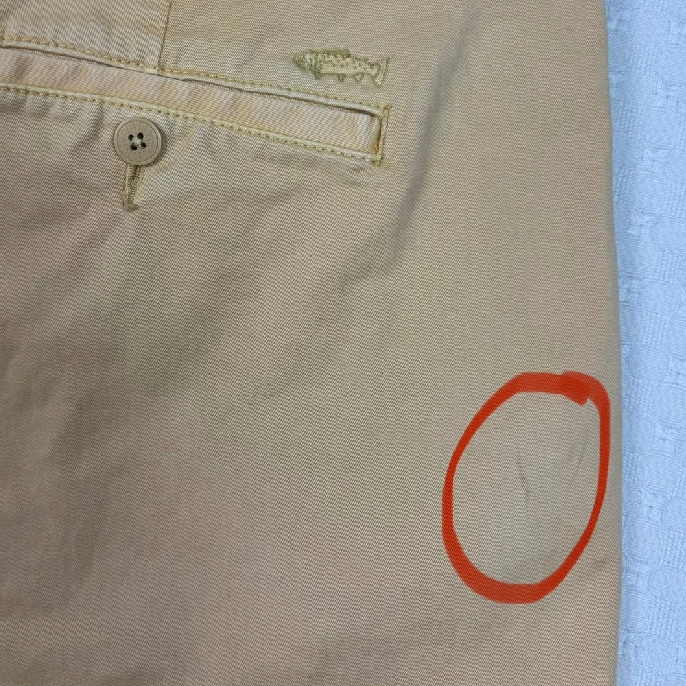 Orvis Chino Shorts Stretch Cotton Casual Mens 36 Light Yellow Khaki Classic Golf